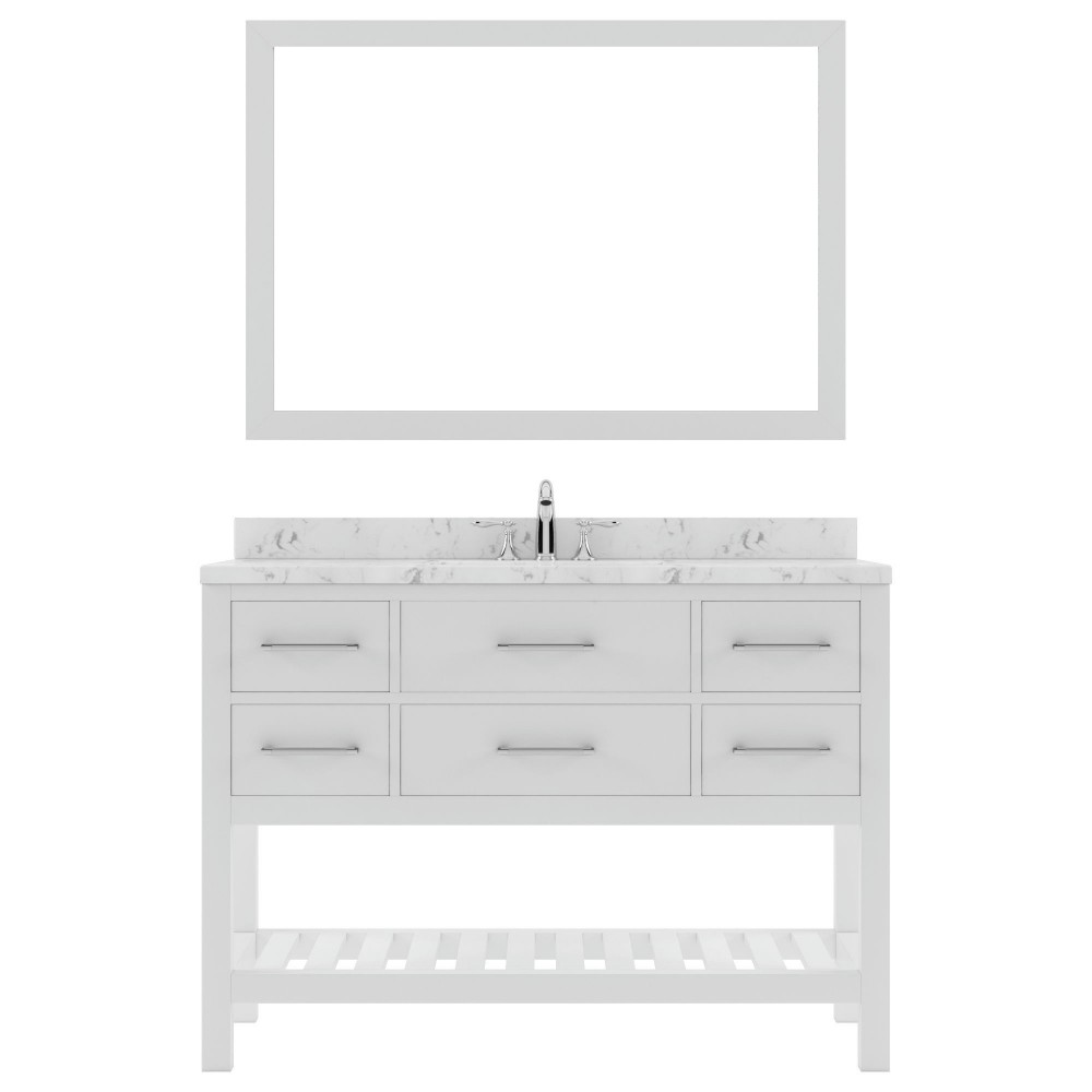 Caroline Estate 48" Bath Vanity in White, Quartz Top, Sink, MS-2248-CMRO-WH-001