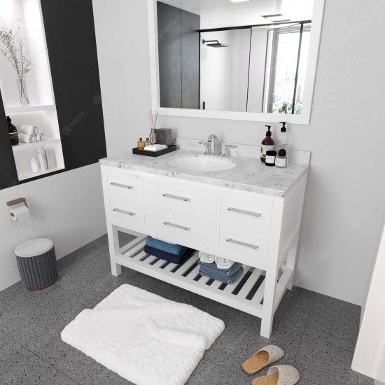 Caroline Estate 48" Bath Vanity in White, Quartz Top, Sink, MS-2248-CMRO-WH-001