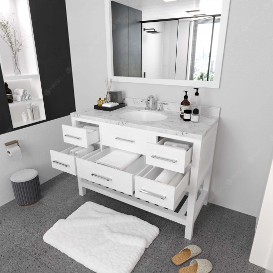 Caroline Estate 48" Bath Vanity in White, Quartz Top, Sink, MS-2248-CMRO-WH-001
