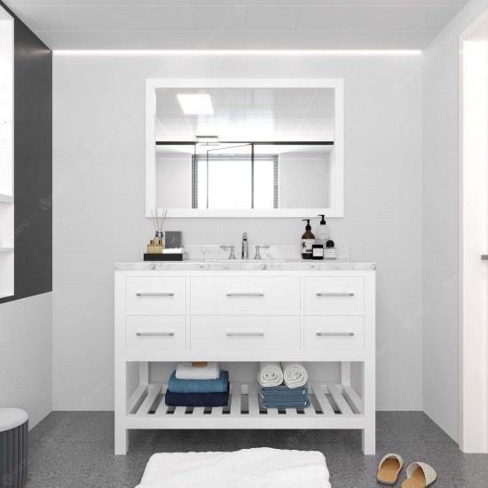 Caroline Estate 48" Bath Vanity in White, Quartz Top, Sink, MS-2248-CMRO-WH-002