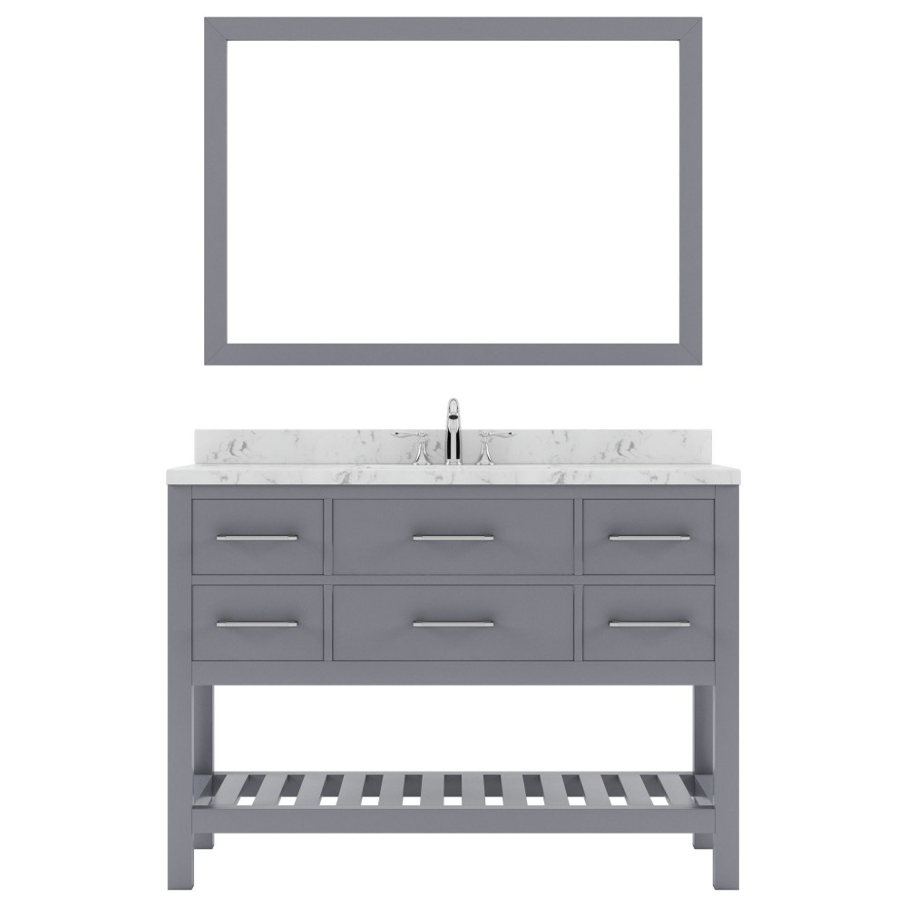 Caroline Estate 48" Bath Vanity in Gray, Quartz Top, Sink, MS-2248-CMSQ-GR-001