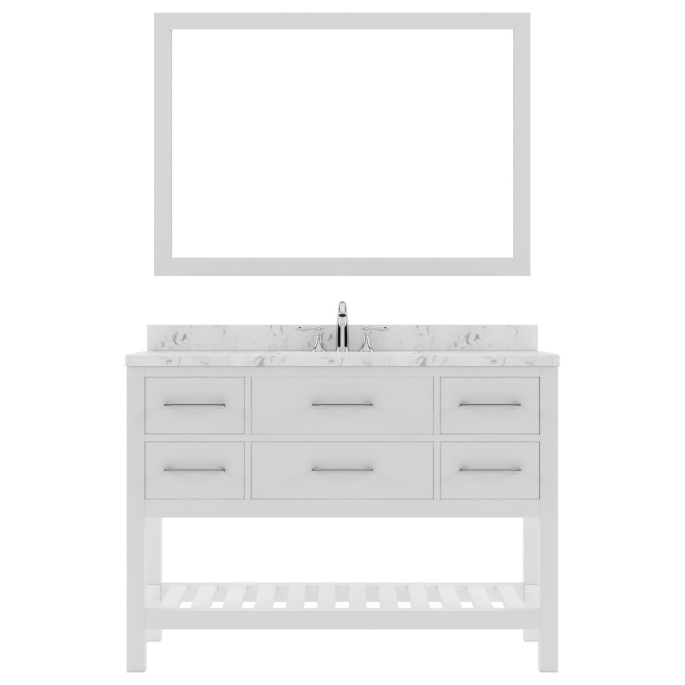 Caroline Estate 48" Bath Vanity in White, Quartz Top, Sink, MS-2248-CMSQ-WH-002