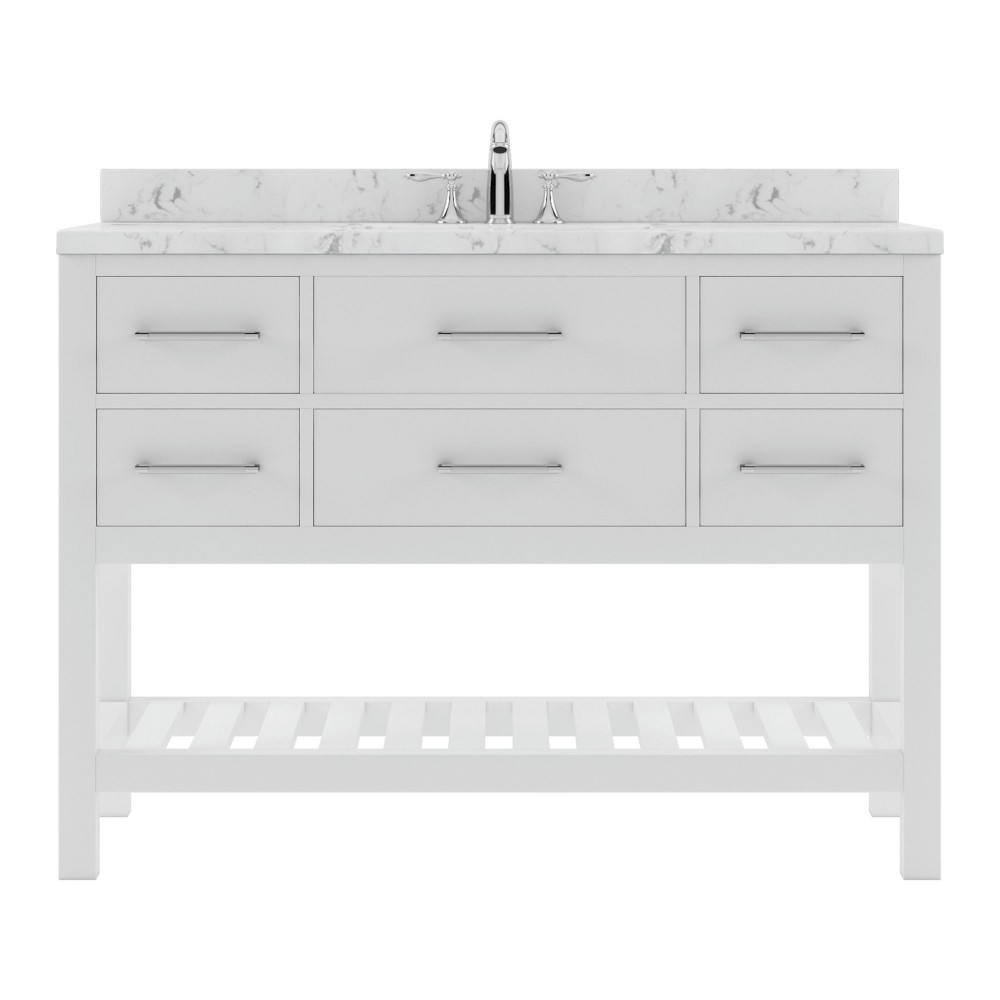 Caroline Estate 48" Bath Vanity in White, Quartz Top, Sink, MS-2248-CMSQ-WH-NM