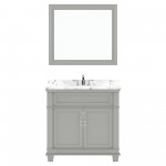 Victoria 36" Single Bath Vanity in Gray, Quartz Top, Sink, MS-2636-CMRO-GR