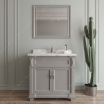 Victoria 36" Single Bath Vanity in Gray, Quartz Top, Sink, MS-2636-CMRO-GR