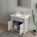 Victoria 36" Single Bath Vanity in Gray, Quartz Top, Sink, MS-2636-CMRO-GR