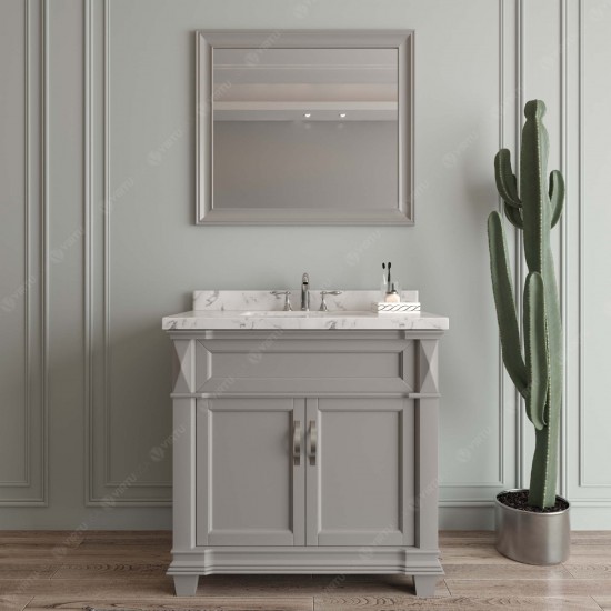 Victoria 36" Single Bath Vanity in Gray, Quartz Top, Sink, MS-2636-CMRO-GR-001