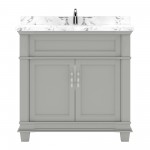 Victoria 36" Single Bath Vanity in Gray, Quartz Top, Sink, MS-2636-CMRO-GR-NM