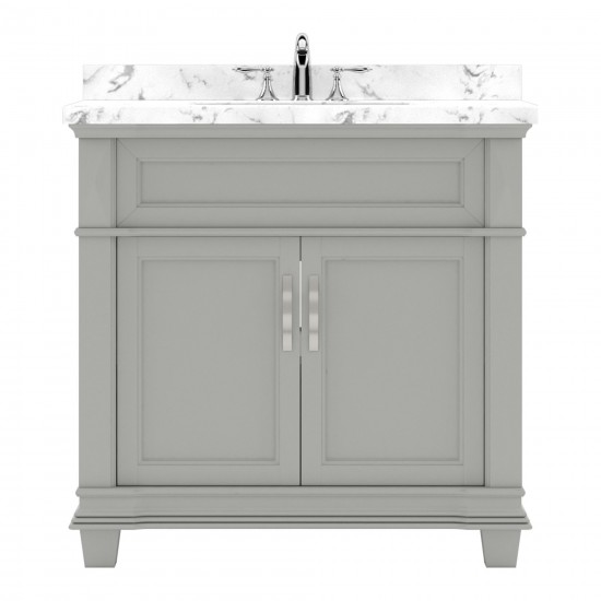 Victoria 36" Single Bath Vanity in Gray, Quartz Top, Sink, MS-2636-CMRO-GR-NM