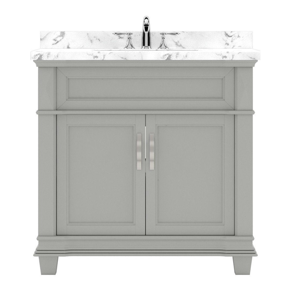 Victoria 36" Single Bath Vanity in Gray, Quartz Top, Sink, MS-2636-CMRO-GR-NM