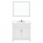 Victoria 36" Bath Vanity in White, Quartz Top, Sink, MS-2636-CMRO-WH