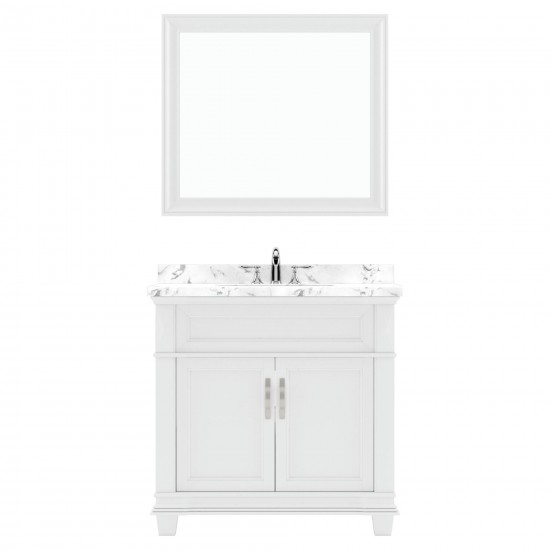 Victoria 36" Bath Vanity in White, Quartz Top, Sink, MS-2636-CMRO-WH