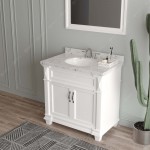 Victoria 36" Bath Vanity in White, Quartz Top, Sink, MS-2636-CMRO-WH