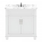Victoria 36" Bath Vanity in White, Quartz Top, Sink, MS-2636-CMRO-WH-NM
