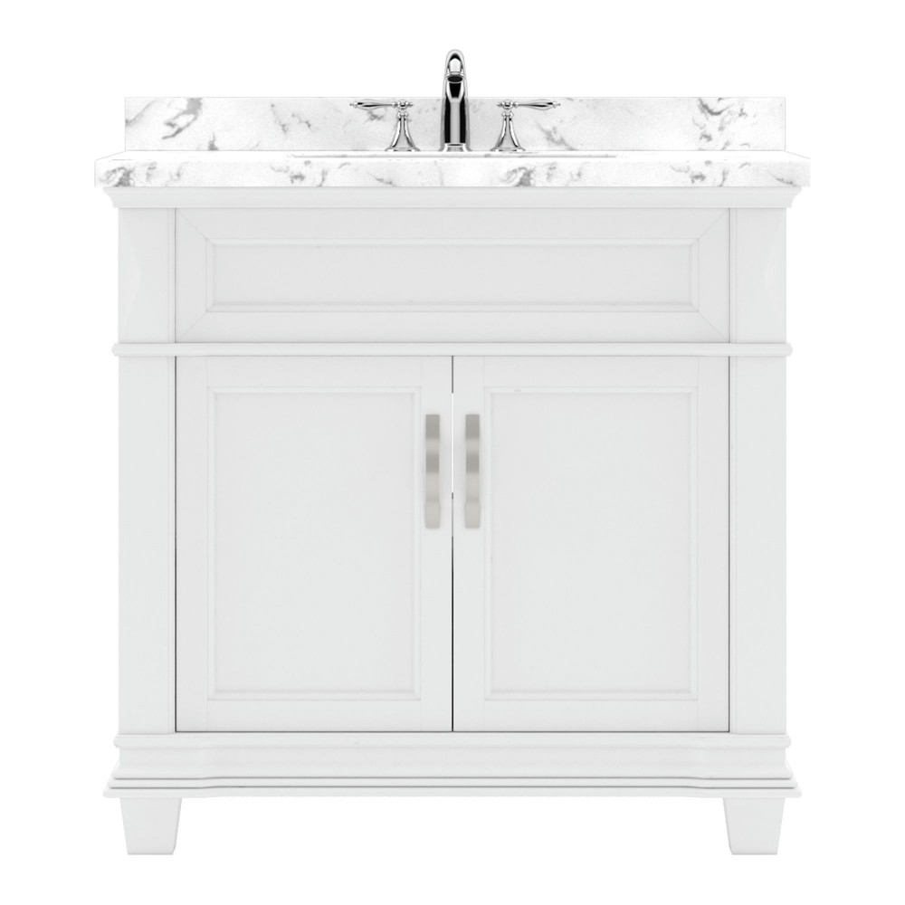 Victoria 36" Bath Vanity in White, Quartz Top, Sink, MS-2636-CMRO-WH-NM