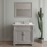 Victoria 36" Single Bath Vanity in Gray, Quartz Top, Sink, MS-2636-CMSQ-GR