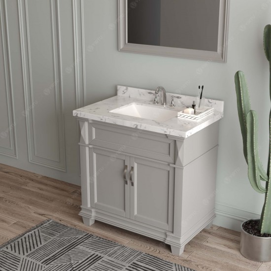 Victoria 36" Single Bath Vanity in Gray, Quartz Top, Sink, MS-2636-CMSQ-GR