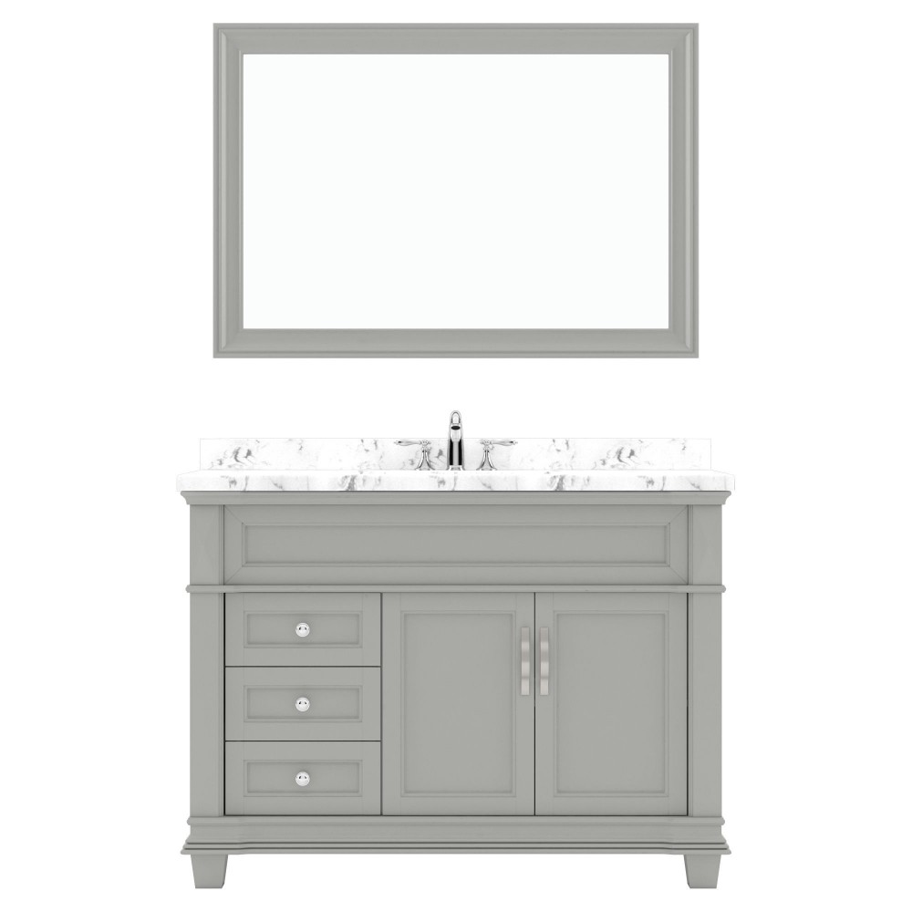 Victoria 48" Single Bath Vanity in Gray, Quartz Top, Sink, MS-2648-CMRO-GR