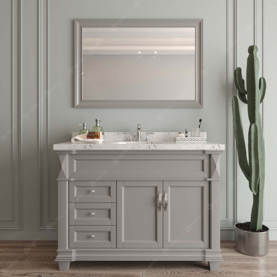 Victoria 48" Single Bath Vanity in Gray, Quartz Top, Sink, MS-2648-CMRO-GR