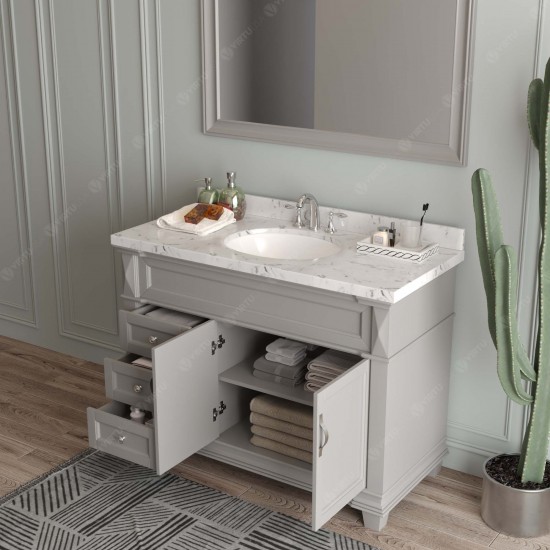 Victoria 48" Single Bath Vanity in Gray, Quartz Top, Sink, MS-2648-CMRO-GR