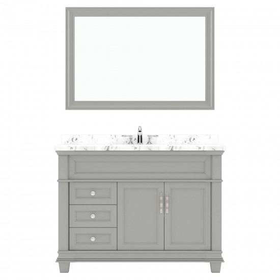 Victoria 48" Single Bath Vanity in Gray, Quartz Top, Sink, MS-2648-CMRO-GR-002