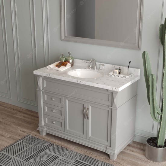 Victoria 48" Single Bath Vanity in Gray, Quartz Top, Sink, MS-2648-CMRO-GR-002