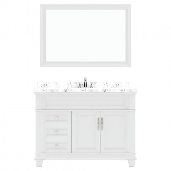 Victoria 48" Bath Vanity in White, Quartz Top, Sink, MS-2648-CMRO-WH-002