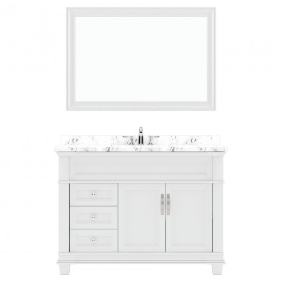 Victoria 48" Bath Vanity in White, Quartz Top, Sink, MS-2648-CMSQ-WH