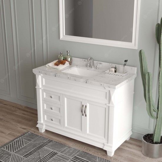 Victoria 48" Bath Vanity in White, Quartz Top, Sink, MS-2648-CMSQ-WH