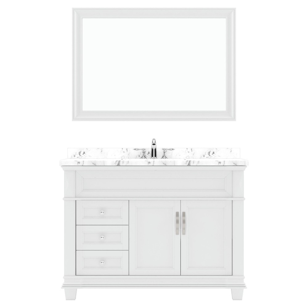 Victoria 48" Bath Vanity in White, Quartz Top, Sink, MS-2648-CMSQ-WH-001