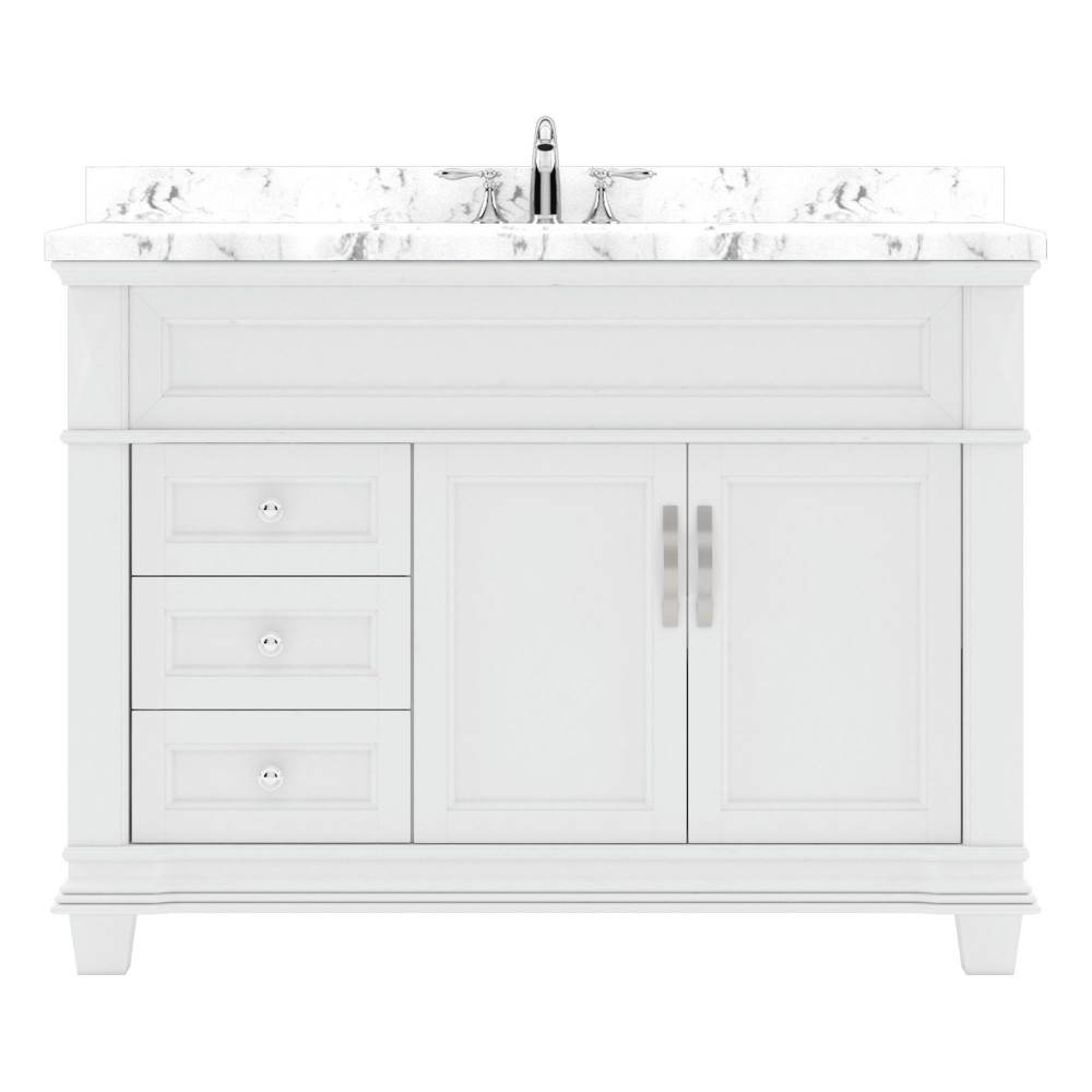 Victoria 48" Bath Vanity in White, Quartz Top, Sink, MS-2648-CMSQ-WH-NM