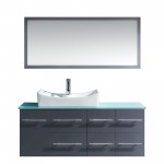 Ceanna 55" Single Bath Vanity in Gray, Green Glass Top, Sink, MS-430-G-GR