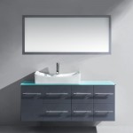 Ceanna 55" Single Bath Vanity in Gray, Green Glass Top, Sink, MS-430-G-GR