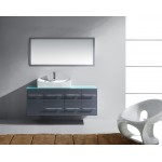 Ceanna 55" Single Bath Vanity in Gray, Green Glass Top, Sink, MS-430-G-GR