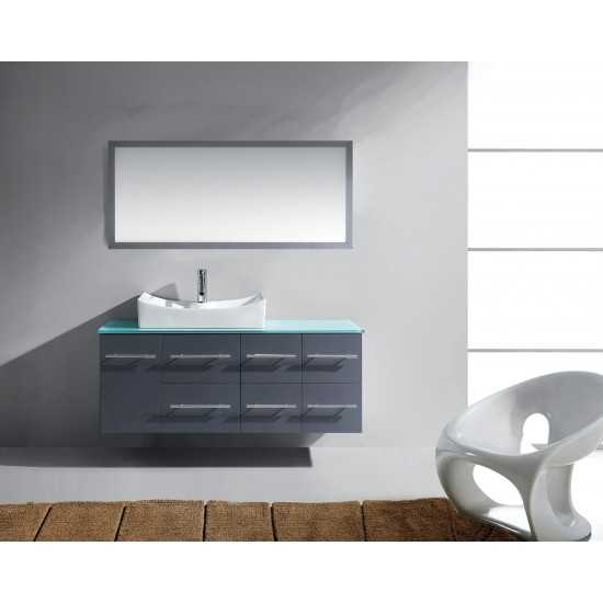 Ceanna 55" Single Bath Vanity in Gray, Green Glass Top, Sink, MS-430-G-GR