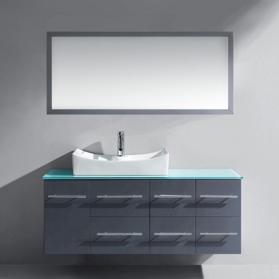 Ceanna 55" Single Bath Vanity in Gray, Green Glass Top, Sink, MS-430-G-GR-001