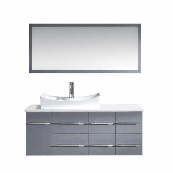 Ceanna 55" Bath Vanity in Gray, White Stone Top, Sink, MS-430-S-GR