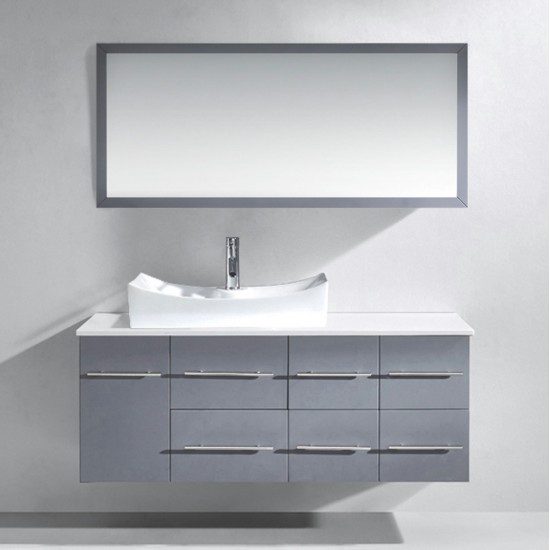 Ceanna 55" Bath Vanity in Gray, White Stone Top, Sink, MS-430-S-GR