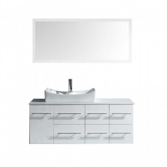 Ceanna 55" Bath Vanity in White, White Stone Top, Sink, MS-430-S-WH