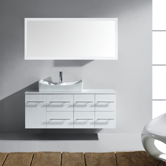 Ceanna 55" Bath Vanity in White, White Stone Top, Sink, MS-430-S-WH