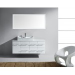 Ceanna 55" Bath Vanity in White, White Stone Top, Sink, MS-430-S-WH