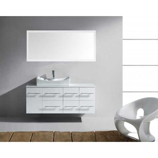 Ceanna 55" Bath Vanity in White, White Stone Top, Sink, MS-430-S-WH