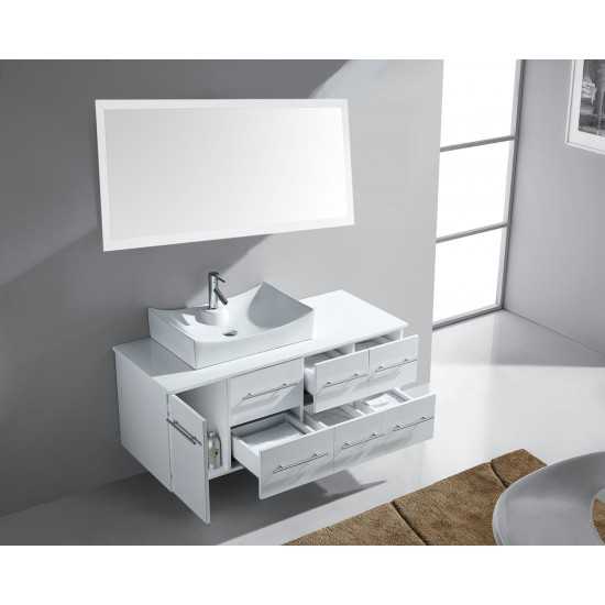 Ceanna 55" Bath Vanity in White, White Stone Top, Sink, MS-430-S-WH