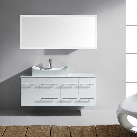 Ceanna 55" Bath Vanity in White, White Stone Top, Sink, MS-430-S-WH-001