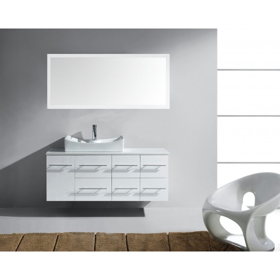 Ceanna 55" Bath Vanity in White, White Stone Top, Sink, MS-430-S-WH-001