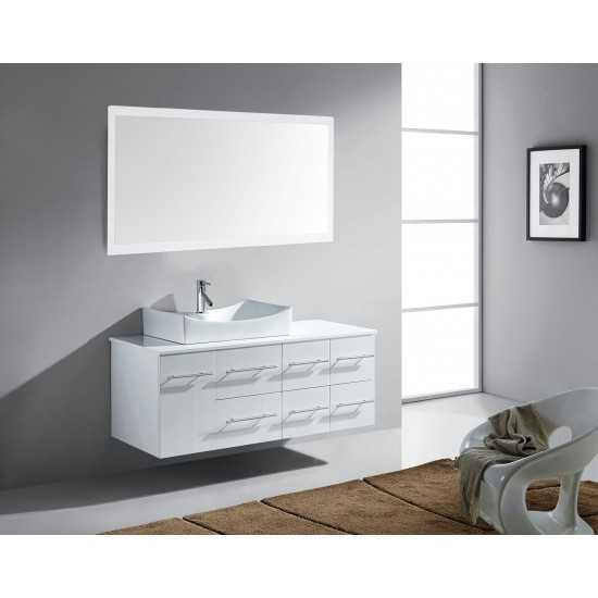 Ceanna 55" Bath Vanity in White, White Stone Top, Sink, MS-430-S-WH-001