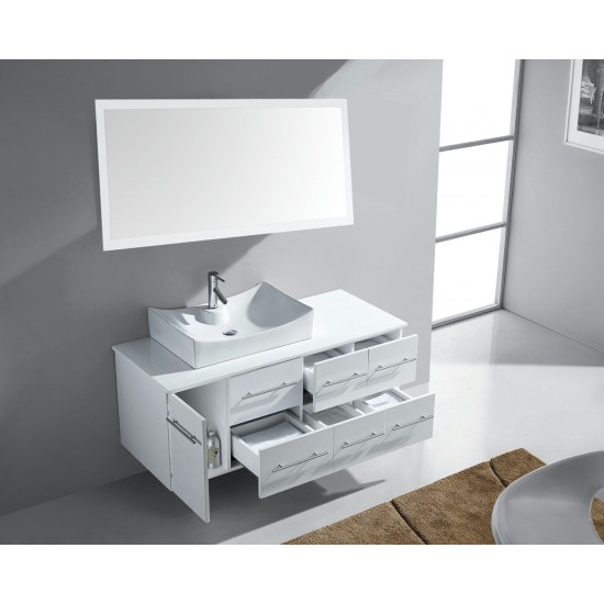 Ceanna 55" Bath Vanity in White, White Stone Top, Sink, MS-430-S-WH-001