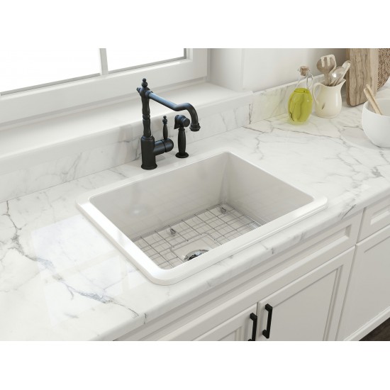 Sotto Dual-Mount Fireclay 24 in. Single Bowl Kitchen Sink in White