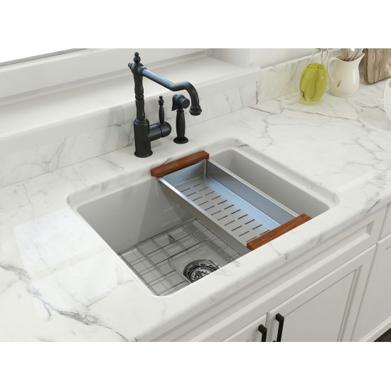 Sotto Dual-Mount Fireclay 24 in. Single Bowl Kitchen Sink in Matte White