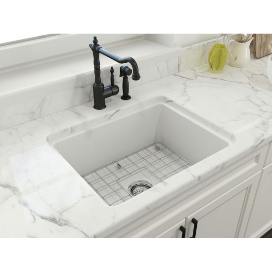 Sotto Dual-Mount Fireclay 24 in. Single Bowl Kitchen Sink in Matte White